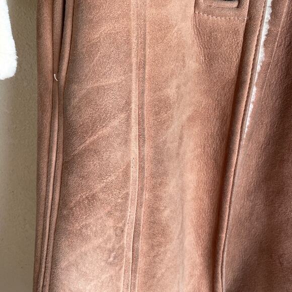 Lord & Taylor Vintage Tan Leather Shearling Coat - suede small - Picture 5 of 10